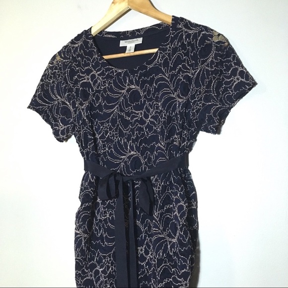 Motherhood Navy & Pink Lace Ribbon Belted Dress - Picture 7 of 8